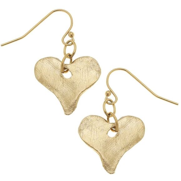 SUSAN SHAW Gold Heart-Shaped Earrings with Textured Finish - Picture 1 of 2